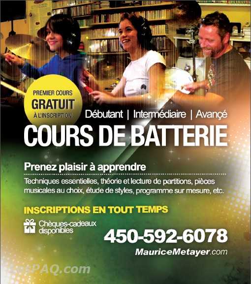 COURS DE BATTERIE St-Jérôme Laurentides